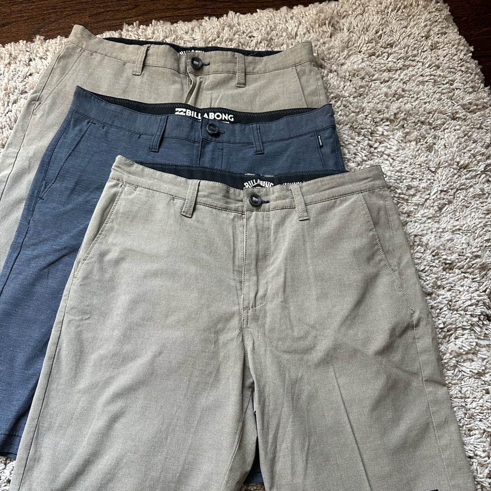 3 pairs billabong men’s golf shorts